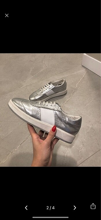 Pixy Gümüş Vans Model Gerçek Deri Sneaker