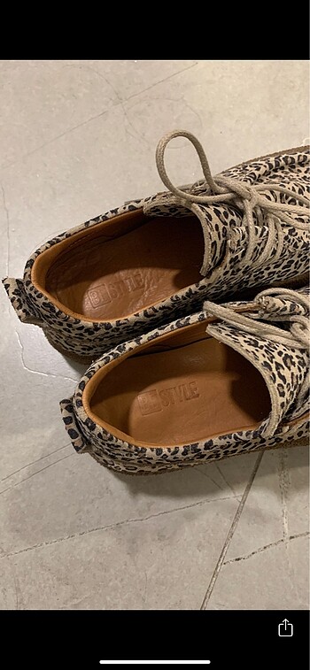 38 Beden camel Renk Leopar Desenli Gerçek Deri Kadın Sneaker