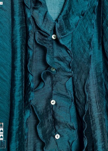 Zara Volanlı Fırfırlı Bluz Turkuaz - Görsel 3