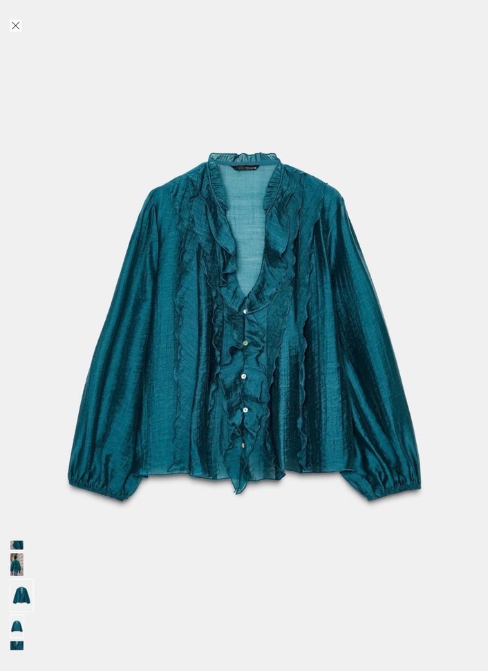 Zara Volanlı Fırfırlı Bluz Turkuaz - Görsel 4