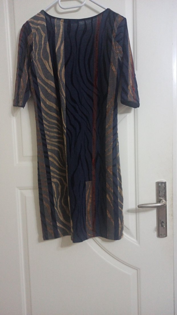 Desenli bohem kadife  elbise - Görsel 4