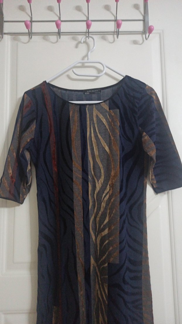 Desenli bohem kadife  elbise - Görsel 2