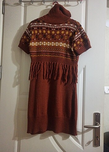 Yünlü boğazlı tunik elbise - Görsel 2