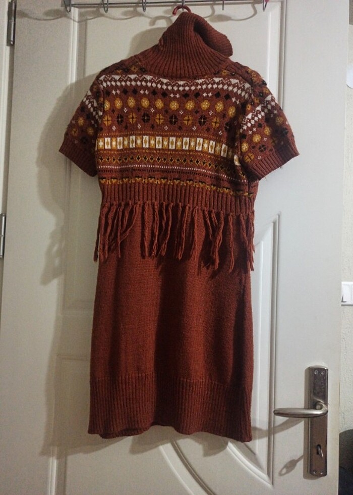 Yünlü boğazlı tunik elbise - Görsel 2