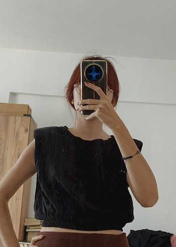 s Beden siyah Renk Siyah Kolsuz vatkalı Kadın Bluz