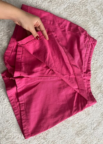 Pembe Midi Fermuarlı Şort Etek - Görsel 2