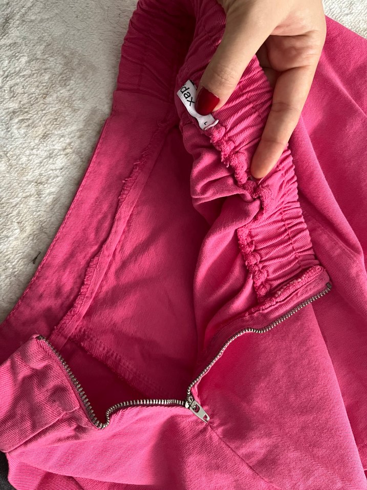 Pembe Midi Fermuarlı Şort Etek - Görsel 4