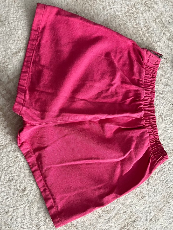 Pembe Midi Fermuarlı Şort Etek - Görsel 3