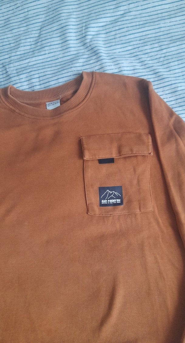 Erkek Kahverengi Uzun Kollu Sweatshirt - Görsel 3