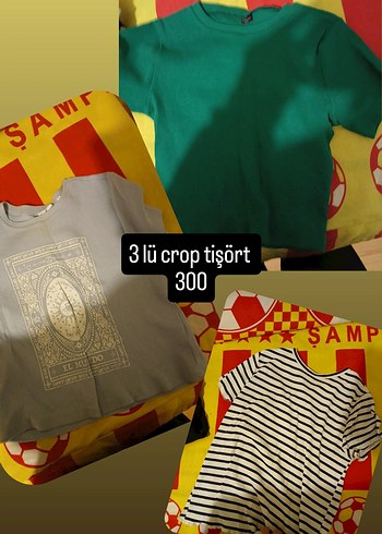 kadın 3'lü Baskılı Crop Tişört Seti