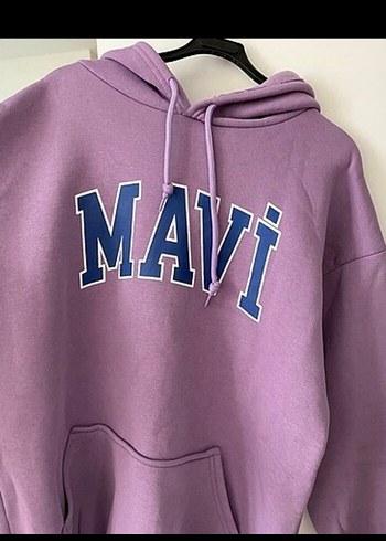 Mavi Mor Kapüşonlu Kadın Sweatshirt