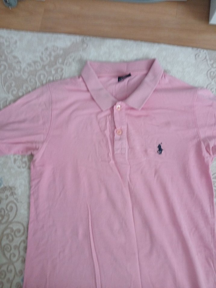 Erkek Pembe Pamuklu Polo Yaka Tişört - Görsel 4