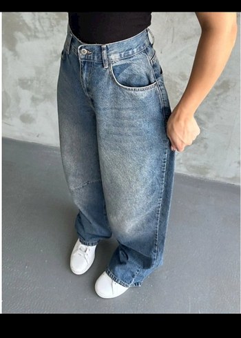 Gri Mavi Salaş Midi Denim Kadın Jean