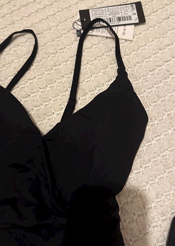 Siyah Drapeli Gotik Kadın Mayo - Görsel 2