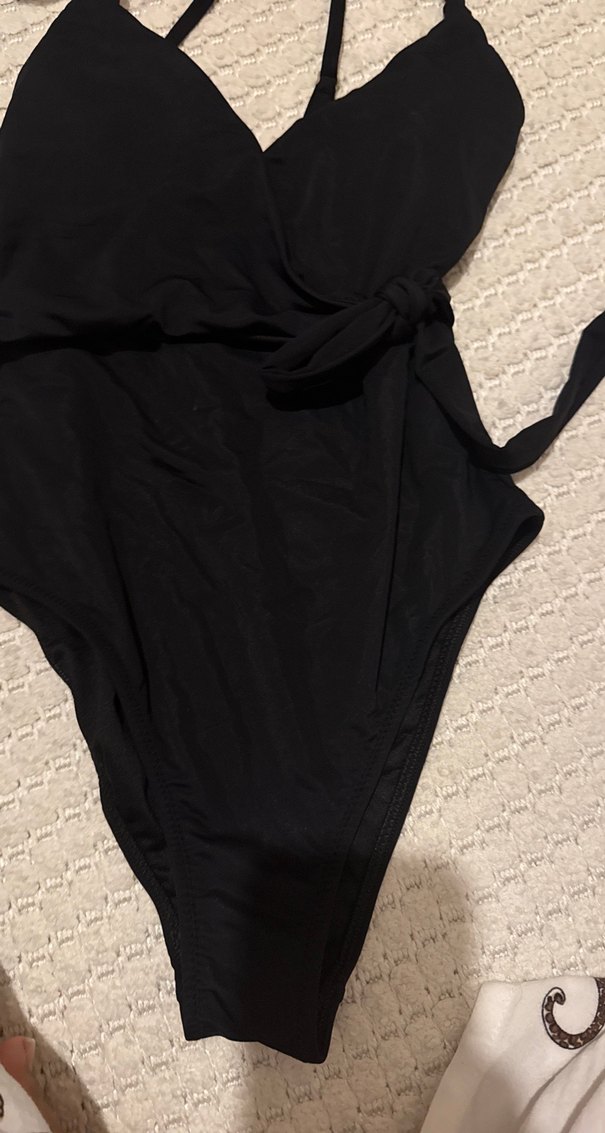 Siyah Drapeli Gotik Kadın Mayo - Görsel 4