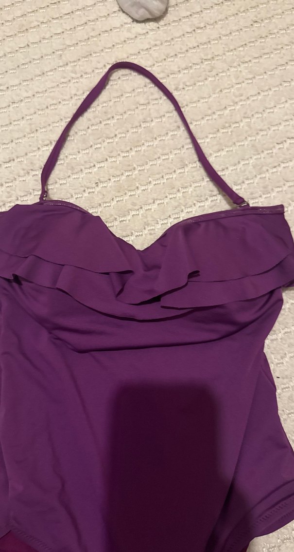 Mor Fırfırlı Askılı Kadın Mayo - Görsel 2