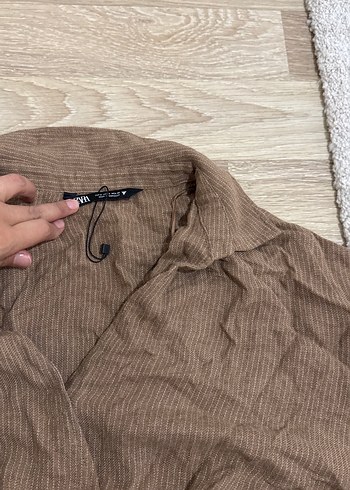 Kadın Kahverengi Keten Bol Kesim Tulum - Görsel 2