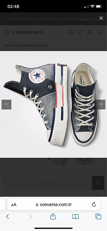 37 Beden converse chuck 70 denim kadın ayakkabı