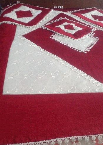 Bordo İşlemeli yatak Örtüsü Seti - Görsel 2