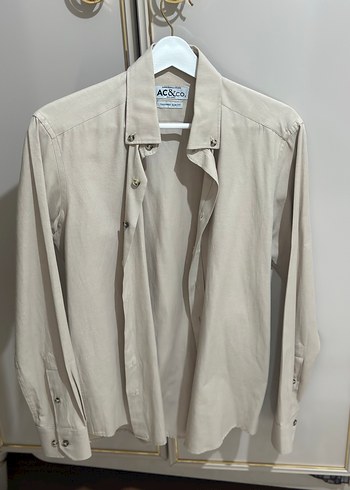 Bej Pamuklu Erkek Düğmeli gömlek - Görsel 4