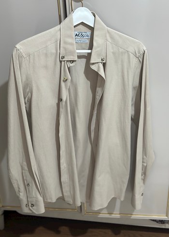 Bej Pamuklu Erkek Düğmeli gömlek - Görsel 3