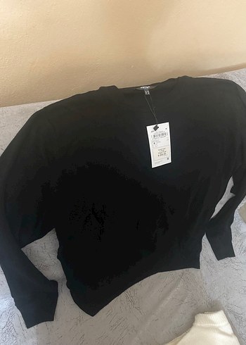 m Beden Siyah Kadın Uzun Kollu Salaş Sweatshirt