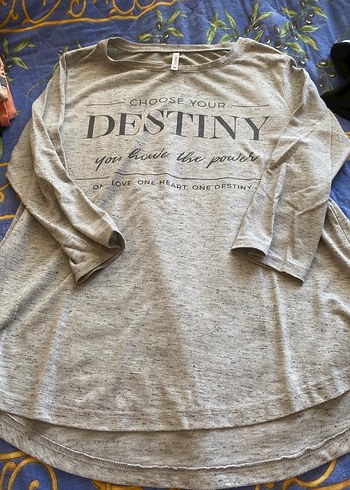 Gri Bohem Tarzı Kısa Kollu tişört - Görsel 5