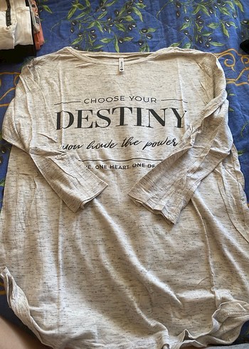 Gri Bohem Tarzı Kısa Kollu tişört - Görsel 4