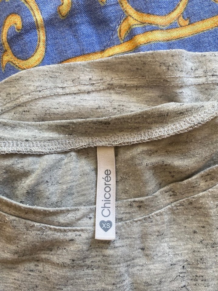 Gri Bohem Tarzı Kısa Kollu tişört - Görsel 2