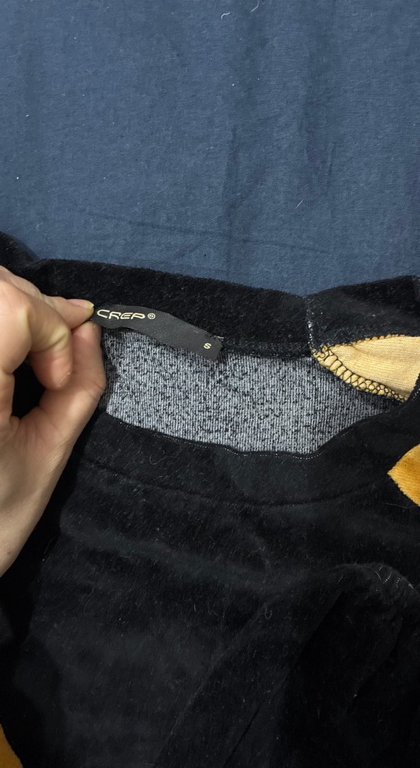 Vintage Çok Renkli Süet Uzun Kollu Sweatshirt - Görsel 3