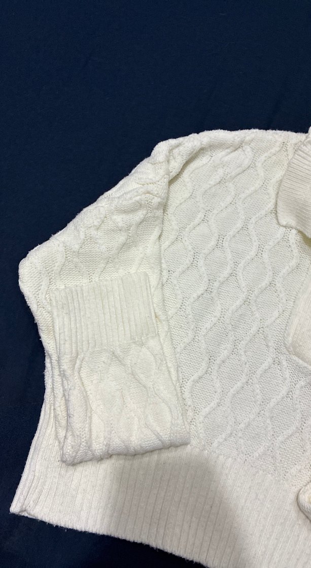 Düğmeli Beyaz Triko Kadın Kazak - Görsel 2