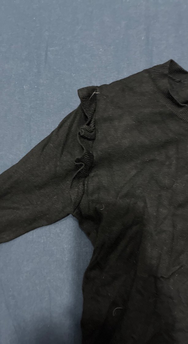 Düğmeli Siyah Keten Kadın Hırka - Görsel 2