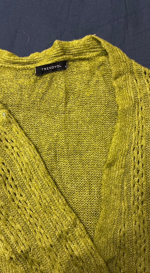 Kadın yeşil Triko Hırka, Uzun Kollu, Rahat Kesim - Görsel 3