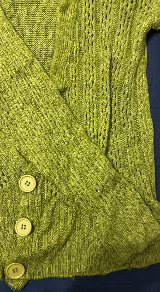 Kadın yeşil Triko Hırka, Uzun Kollu, Rahat Kesim - Görsel 2