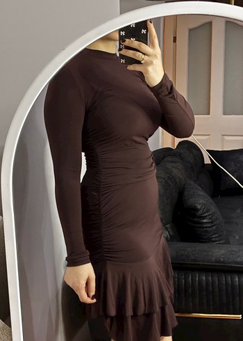 Kahverengi Mini Elbise - Görsel 4