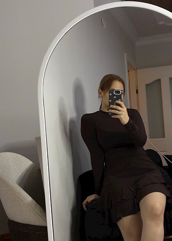 Kahverengi Mini Elbise - Görsel 2