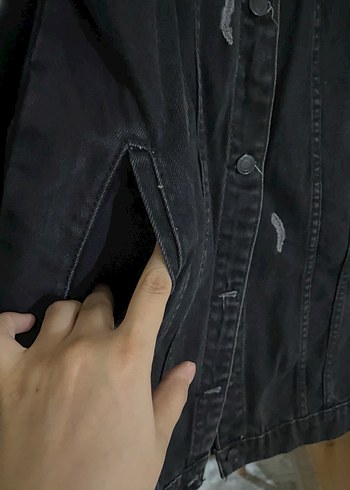 Siyah Uzun Denim Kadın Ceket - Görsel 2