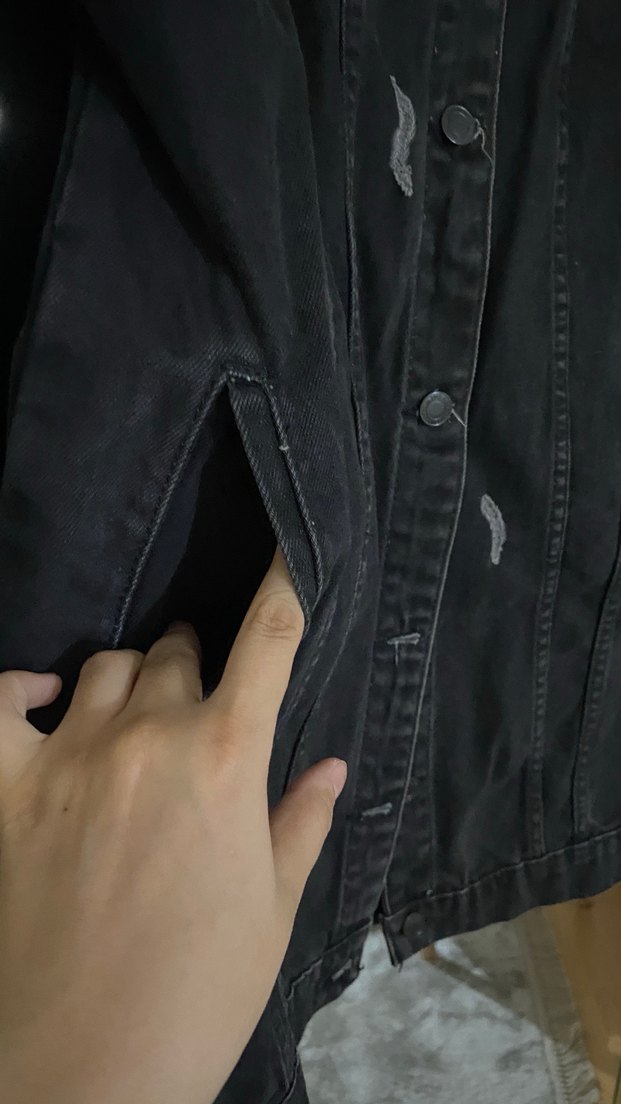 Siyah Uzun Denim Kadın Ceket - Görsel 2