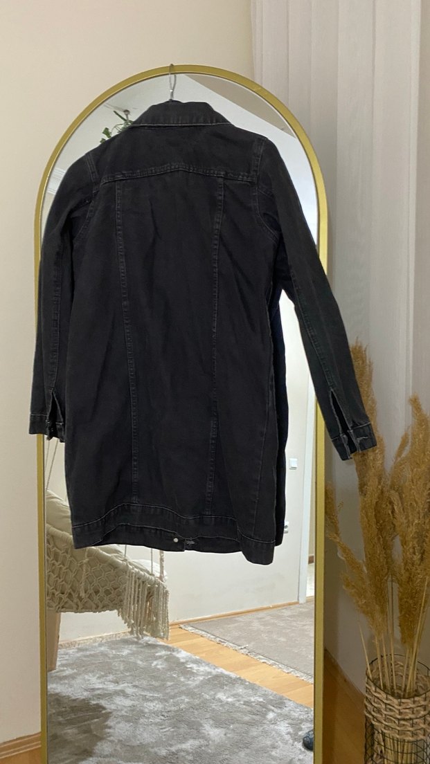 Siyah Uzun Denim Kadın Ceket - Görsel 3