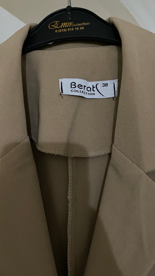 Bej Uzun Kesim Kadın Blazer Ceket - Görsel 2