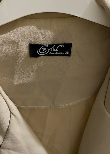 Bej Keten Kadın  Blazer Ceket - Görsel 3