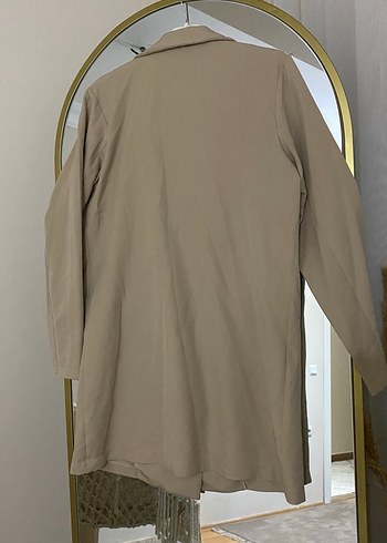 Bej Keten Kadın  Blazer Ceket - Görsel 2