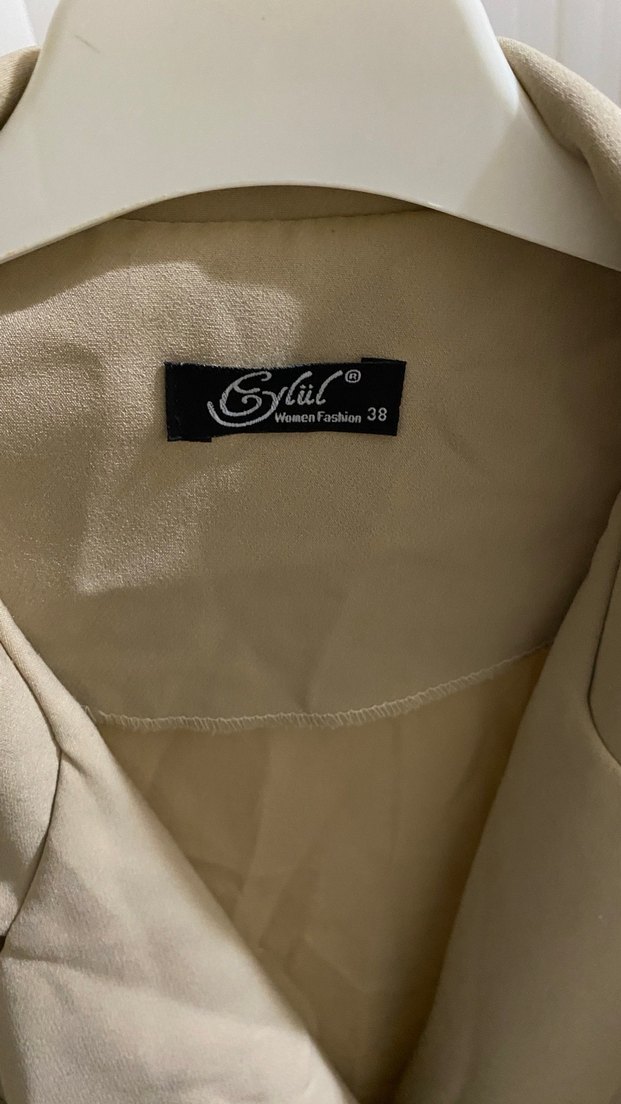 Bej Keten Kadın  Blazer Ceket - Görsel 3