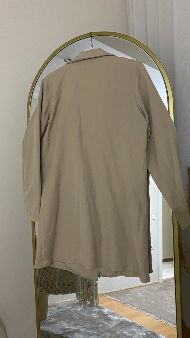 Bej Keten Kadın  Blazer Ceket - Görsel 2