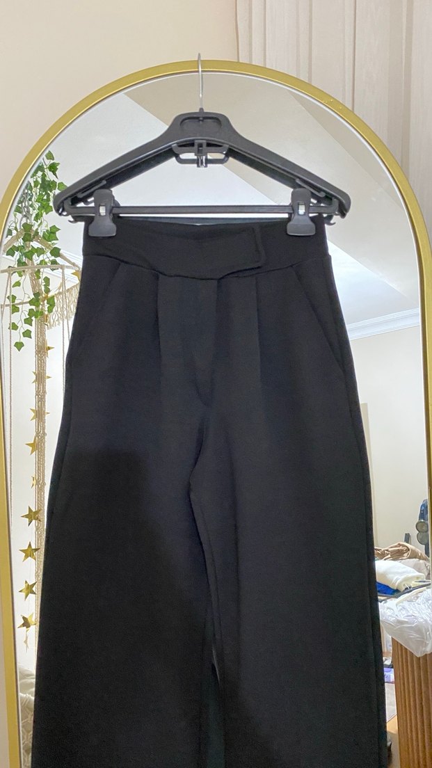 Siyah Kadın balazzo Kumaş Pantolon - Görsel 2