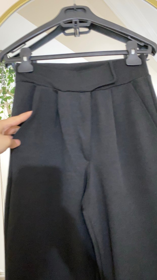 Siyah Kadın balazzo Kumaş Pantolon - Görsel 3