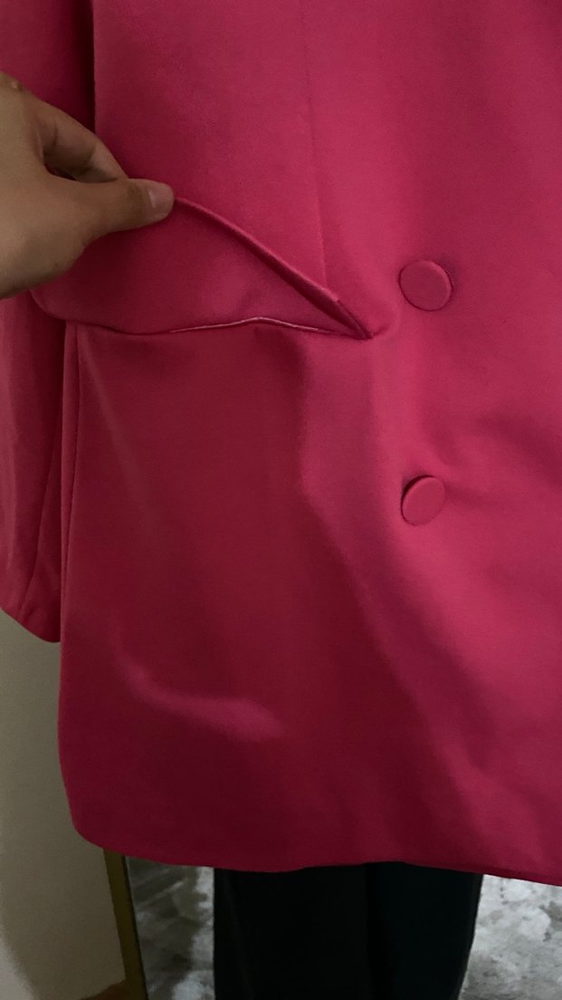 Pembe Düğmeli Kadın Blazer Ceket - Görsel 3