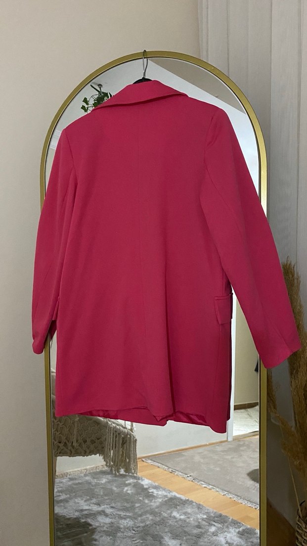 Pembe Düğmeli Kadın Blazer Ceket - Görsel 4