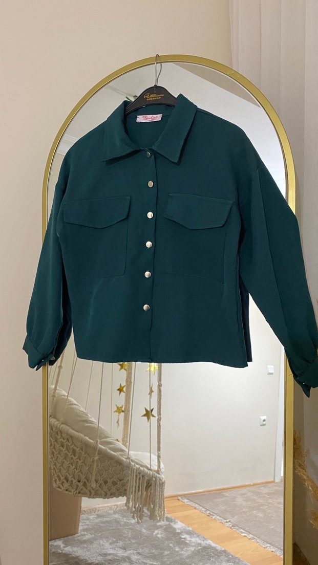 Düğmeli Koyu Yeşil Kadın tesettür etekli Takım - Görsel 3