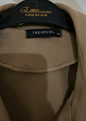 Düğmeli Bej Uzun Kadın Trençkot - Görsel 5